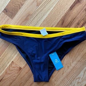 Cupshe Women's Navy and Yellow Bikini Bottom